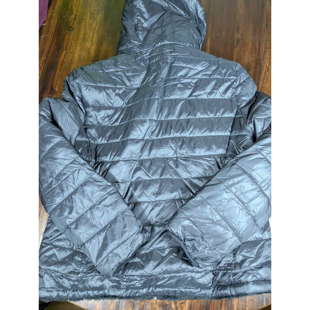 Andrew Marc Black Puffer Jacket Faux Fur Lined Hooded Coat Size L - Picture 10 of 11